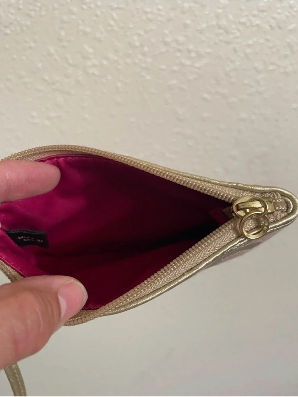 Coach OP Art Beige & Gold Wristlet Pouch